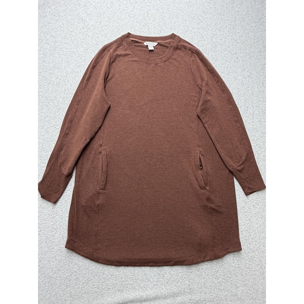 Athleta Dress‎ Womens 1X Brown Balance Long Sleeve Pocket Knit Stretch Casual